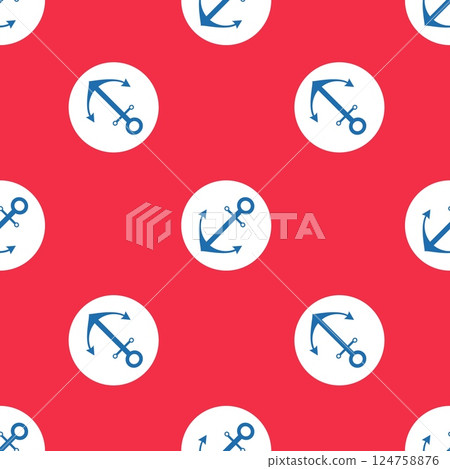 Anchors Seamless Pattern. Red, blue and white marine seamless background. Simple vector illustration. Classic print for kids apparel, scrapbooking, wallpaper, wrapping paper Anchors Seamless Pattern. Red, blue and white marine seamless background. Simple vector illustration. Classic print for kids apparel, scrapbooking, wallpaper, wrapping paper 124758876