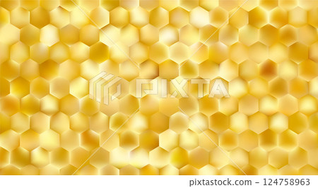 Golden abstract hexagon mosaic background. Glowing gold honeycomb Golden abstract hexagon mosaic background. Glowing gold honeycomb 124758963