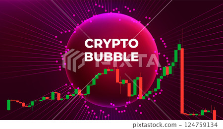 Futuristic Crypto Bubble Concept with Stock Market Candlestick Chart Futuristic Crypto Bubble Concept with Stock Market Candlestick Chart 124759134