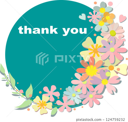 花卉圓形框架留言卡 124759232