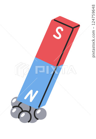 Hand-drawn magnet attached metal balls Hand-drawn magnet attached metal balls 124759648