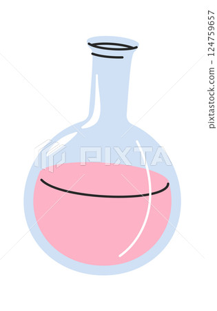 Round bottom laboratory chemical flask 124759657