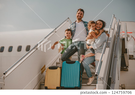Exciting Family Adventure at the Airport Getting Ready for Takeoff and New Experiences 124759706
