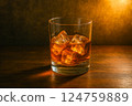Liquor glass with ice 124759889