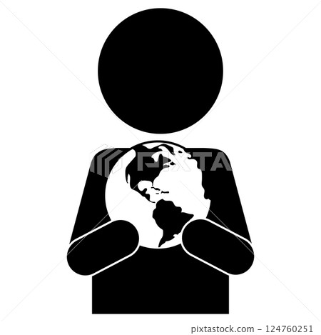 Pictogram of a person holding the earth Pictogram of a person holding the earth 124760251