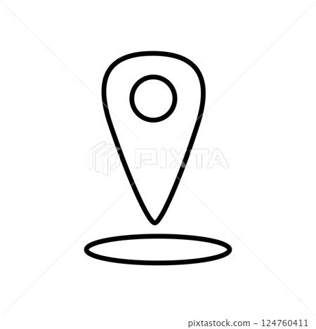 Simple location pin icon on white background 124760411