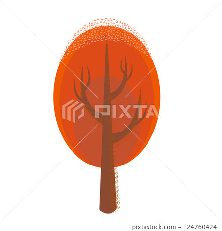 Simplistic autumn tree illustration with orange foliage and brown trunk Simplistic autumn tree illustration with orange foliage and brown trunk 124760424