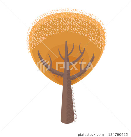 Abstract geometric tree in autumn colors with brown trunk and orange canopy Abstract geometric tree in autumn colors with brown trunk and orange canopy 124760425