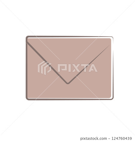 Minimalist brown envelope with flap in simple white background design Minimalist brown envelope with flap in simple white background design 124760439