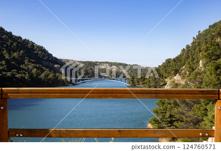 Bridge over the Krka River, Croatia. Summer tourism concept 124760571