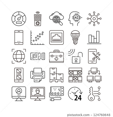 device artificial intelligence technology icon set 124760648