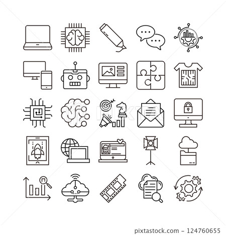 設備人工智能技術圖標集 設備人工智能技術圖標集 124760655