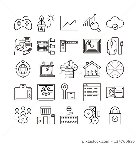 device artificial intelligence technology icon set device artificial intelligence technology icon set 124760656