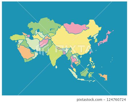 亞洲顏色編碼地圖_藍色背景 124760724