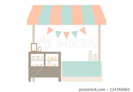 Bekler 插圖的攤位和食品攤位，罐子，果醬，瓶裝 124760863