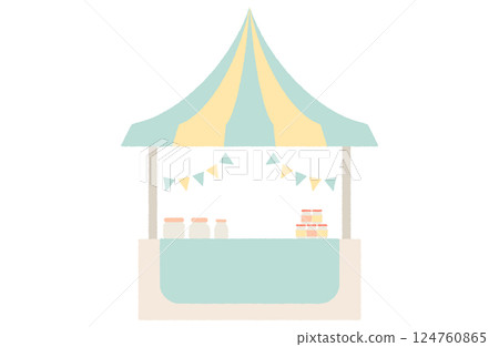 Bekler illustration of stalls and food stalls, jars, jam 124760865
