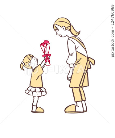 A girl giving a carnation on Mother's Day A girl giving a carnation on Mother's Day 124760969