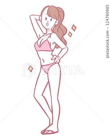 身穿泳衣的女子的插圖 124760985