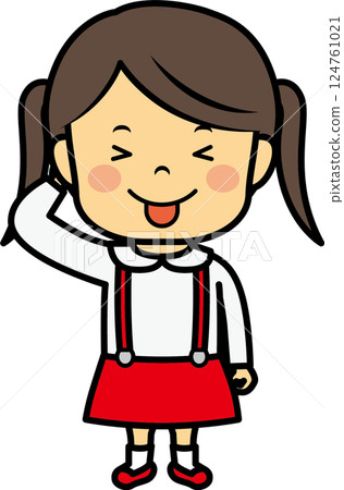 小學女孩害羞地笑 124761021