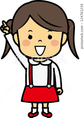 Pointing elementary school girl 124761238