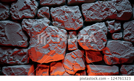Old Wall of Uneven Stones 124761323