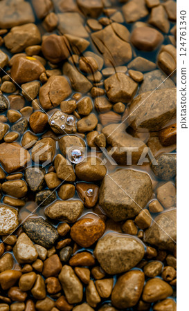 Wet pebbles on the beach 124761340