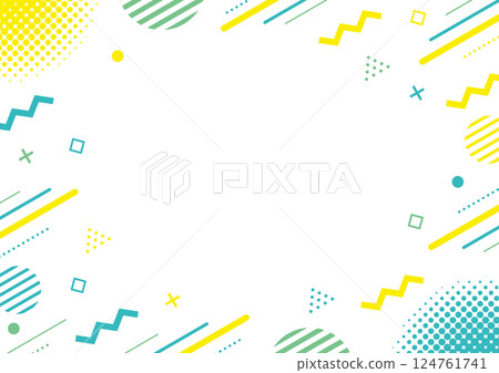 Horizontal geometric frame illustration on white background_yellow and blue 124761741