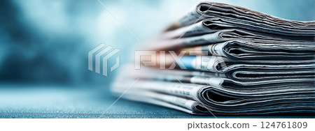 Composition with folded traditional newspapers stacked Composition with folded traditional newspapers stacked 124761809