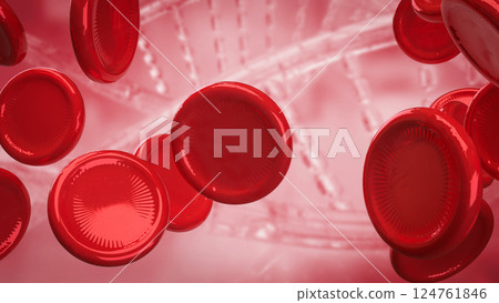 The Red Blood cell for Sci or medical concept 3d Rendering. 124761846