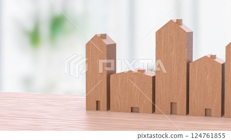 The House wood for property or real estate concept 3d Rendering. The House wood for property or real estate concept 3d Rendering. 124761855