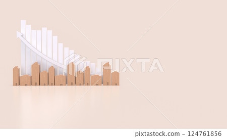The House wood and chart for property or real estate concept 3d Rendering. The House wood and chart for property or real estate concept 3d Rendering. 124761856