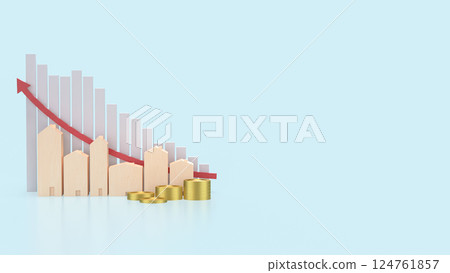 The House wood and chart for property or real estate concept 3d Rendering. The House wood and chart for property or real estate concept 3d Rendering. 124761857