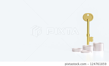 The Key and coins for Business concept 3d Rendering. 124761859