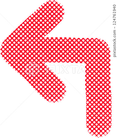 Red dotted left right angle arrow 124761940