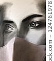 I added a mask to a drawing of a woman. 124761978