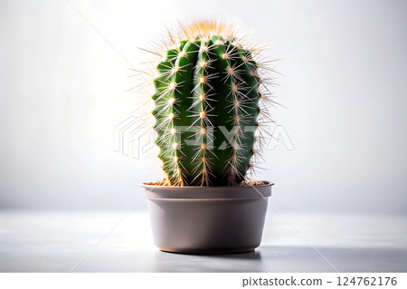 Solitary Cactus in a Minimalist Centered Composition Solitary Cactus in a Minimalist Centered Composition 124762176
