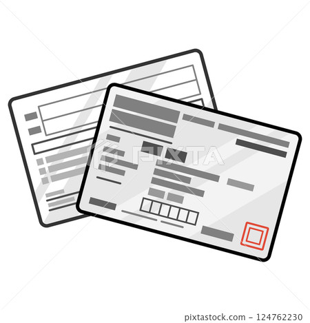 Health insurance qualification confirmation (insurance card) illustrations on both sides, color, icon, white Health insurance qualification confirmation (insurance card) illustrations on both sides, color, icon, white 124762230