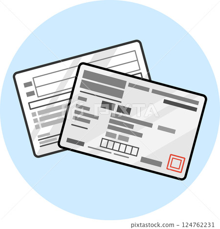 Health insurance qualification confirmation (insurance card) illustrations on both sides, color, icon, white 124762231