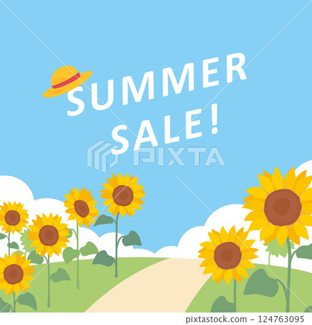 Summer sunflower field square background 124763095