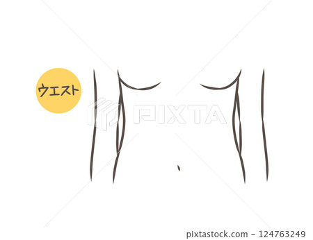 Naked woman's waist part illustration 124763249