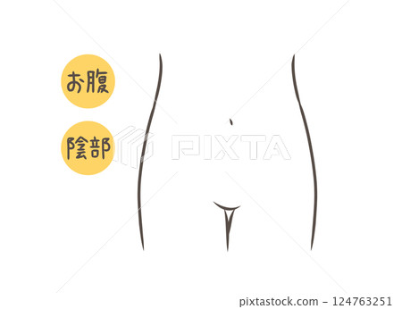 Illustration of a woman's lower body parts seen from the front 124763251