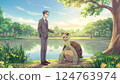 A businessman and a turtle talk about longevity 124763974