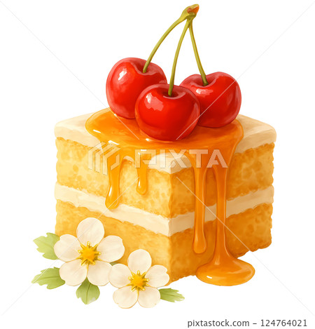 cheesecake cake with cherry  124764021