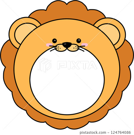 Lion animal face - can be used as a decoration or a sticker with a child's photo 124764086