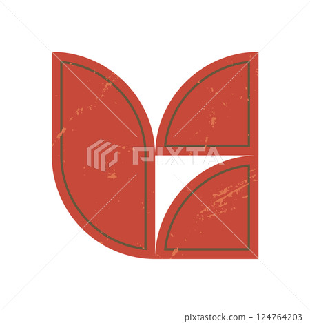 Bold brutalist abstract shape. Modern icon with grunge texture. Unique form, flat design, and graphic element create a contemporary aesthetic. Ideal for artistic projects and visual branding. 124764203