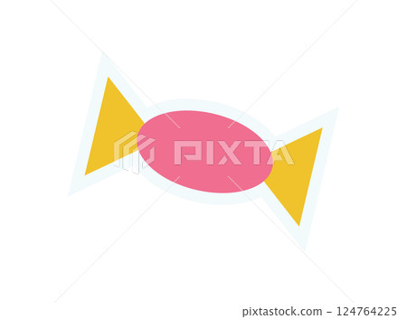 Bold brutalist candy element sticker. Playful sweet element with abstract shape. Minimal design, Y2K aesthetic, ideal for retro projects or fun graphics. 124764225