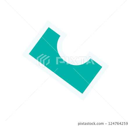 Brutalist geometric shape sticker. Bold abstract shape with minimal form. Modern design element, y2k aesthetic, perfect for contemporary graphic projects. 124764259