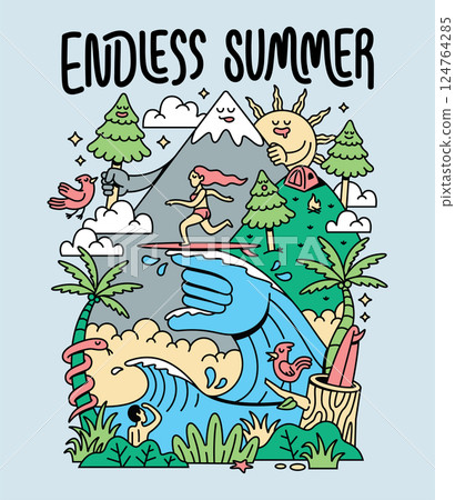 endless summer adventure cute illustration endless summer adventure cute illustration 124764285
