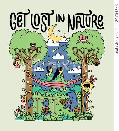 get lost in nature cute illustration get lost in nature cute illustration 124764288
