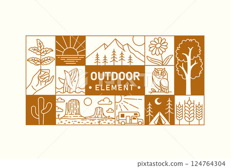 line art of outdoor elements collection 124764304